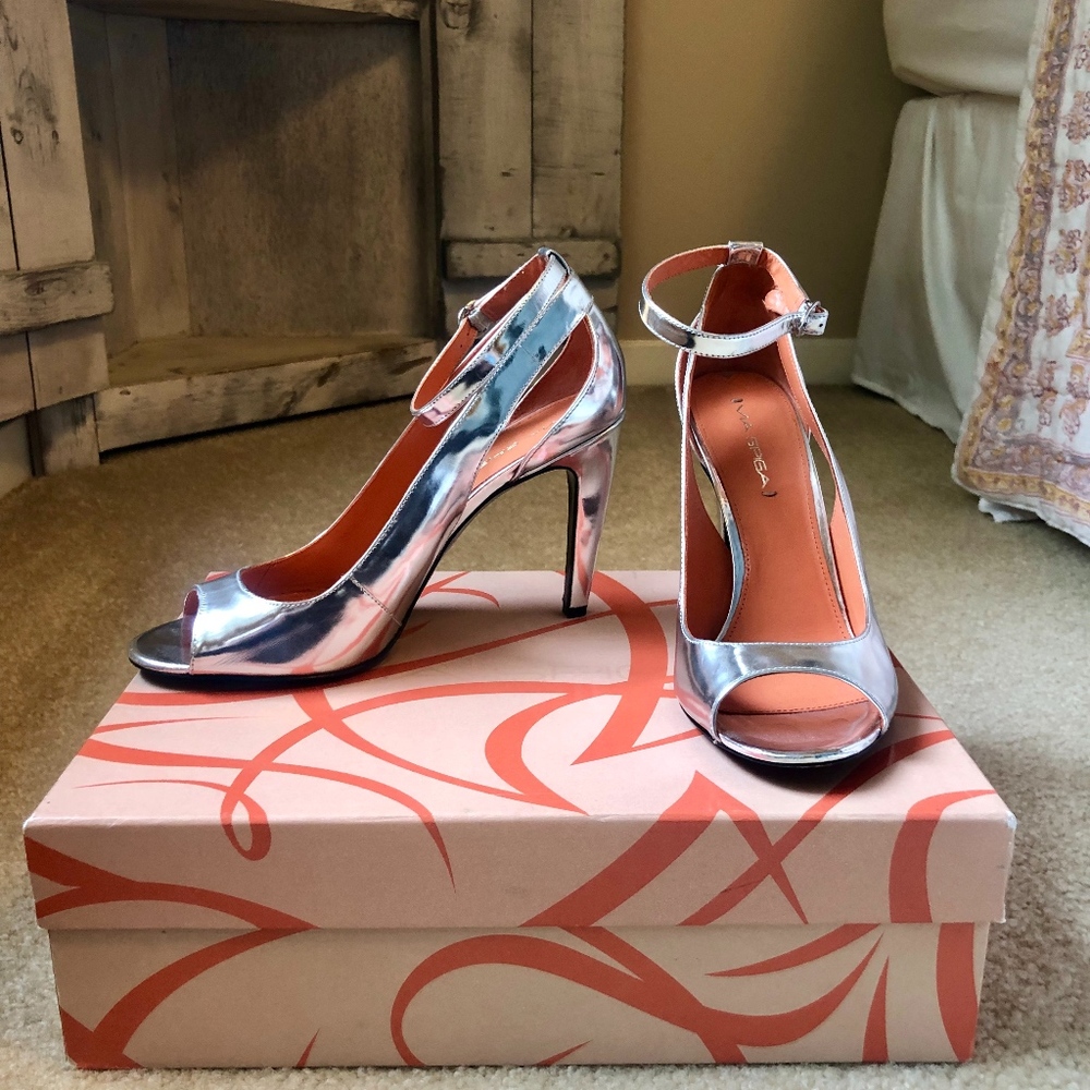 Via Spiga Silver Dress Heels